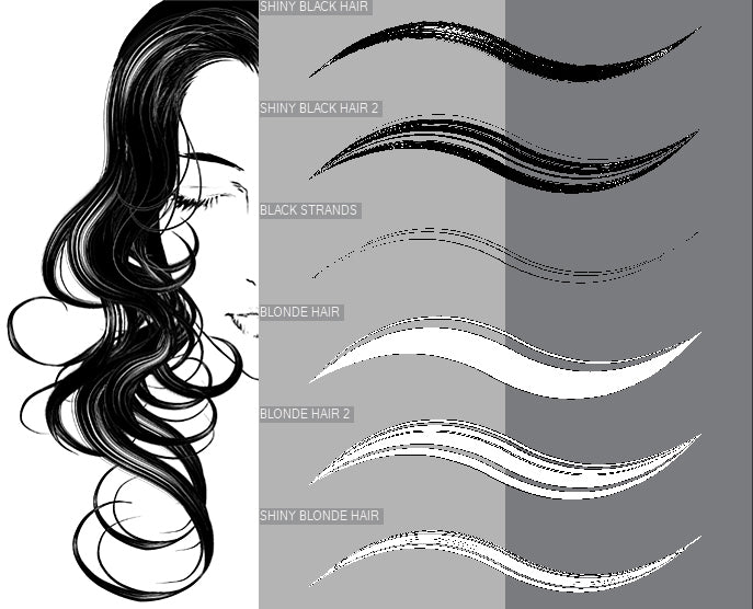 MANGA HAIR BRUSH SET | CLIP STUDIO PAINT